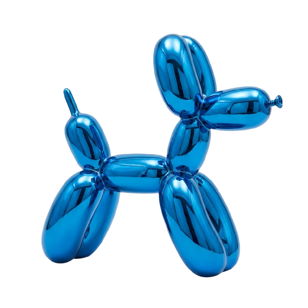 Jeff Koons Balloon Dog sculptuur in glanzend rood, reflecterend licht