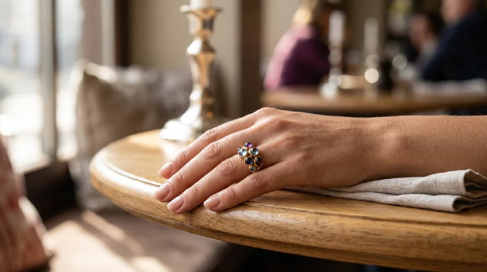 pomellato ring aan een hand