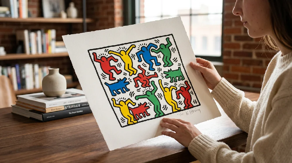 Beveiligde opslagruimte voor kunstwerken met een Keith Haring Screen Prints