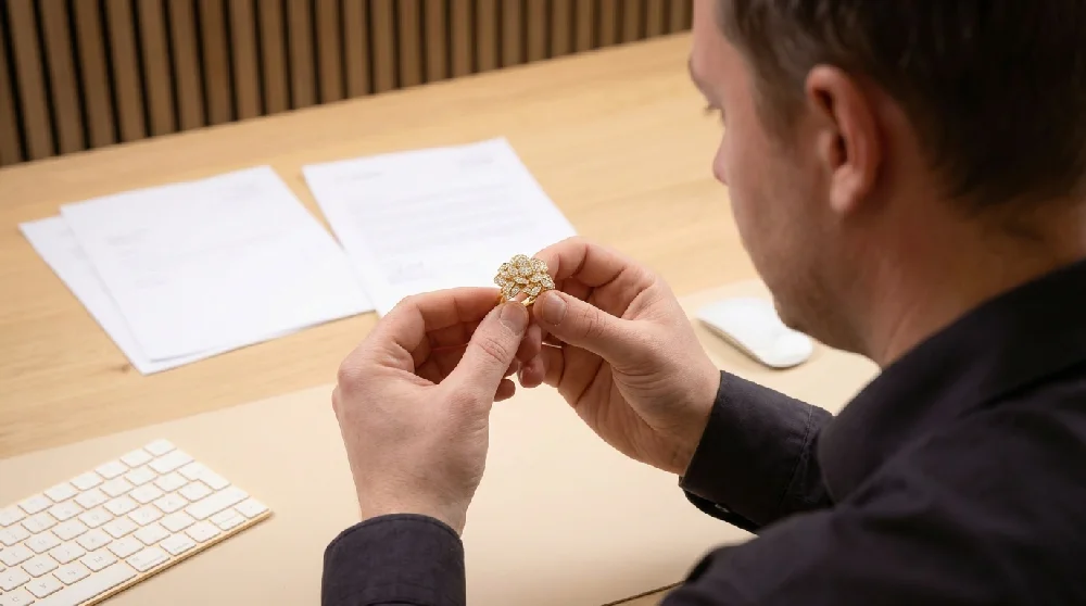 Handen schudden tijdens een verpandingsafspraak voor een Bvlgari Fiorever.