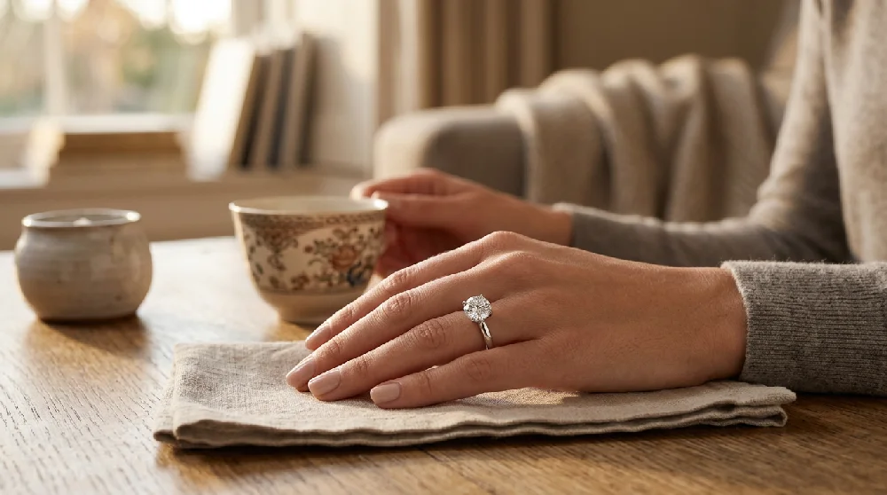 Beveiligde kluis met luxe sieraden, inclusief De Beers DB Classic Solitaire