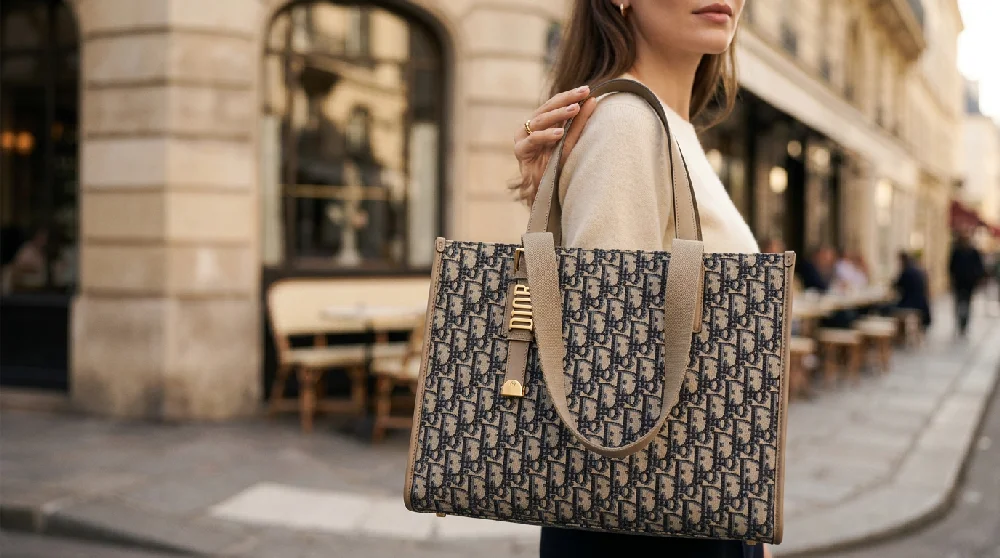 Dior Book Tote tas veilig opgeborgen in beveiligd magazijn