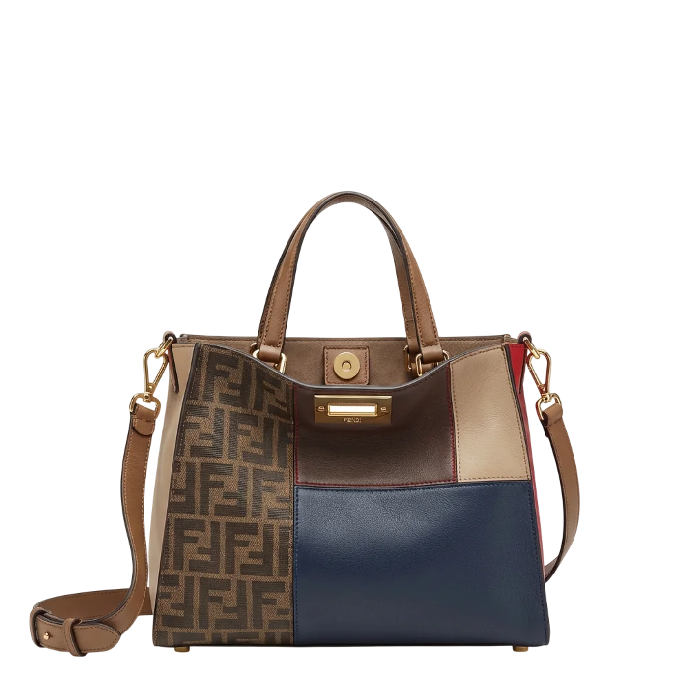 Fendi Sunshine Medium tas in bruin leder met tortoisemotief handvatten