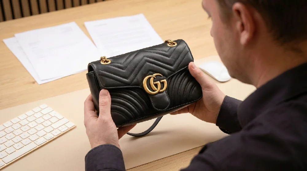 Gucci GG Marmont Medium tas wordt deskundig geïnspecteerd door een Vandaag Verpanden specialist