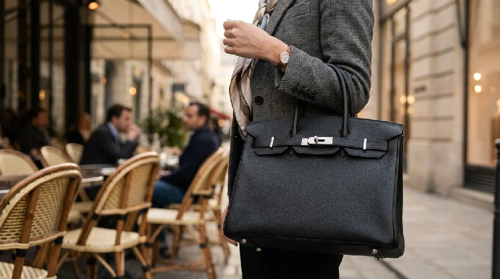 Hermès Birkin tas veilig opgeborgen in een beveiligde kluis.