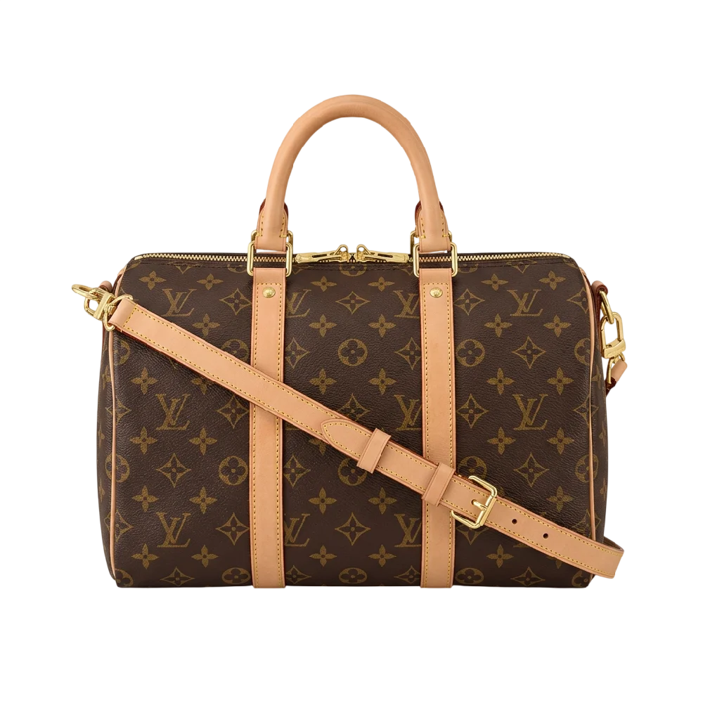 Louis Vuitton Steamer PM tas in bruin monogram canvas met leren details.