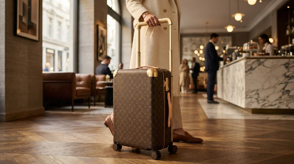 Luxe Louis Vuitton Pégase 55 (Koffer) veilig opgeborgen in een beveiligde opslagruimte.