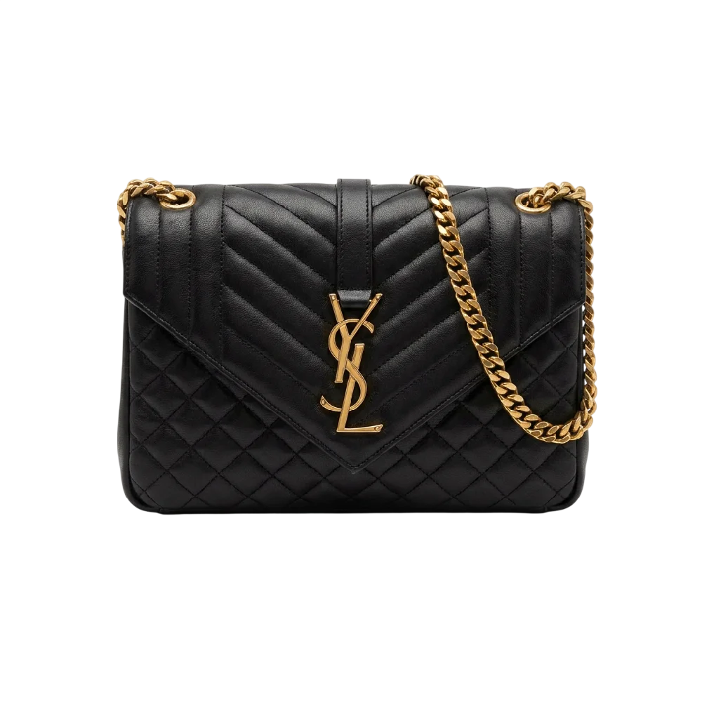 Saint Laurent Loulou Medium tas in zwart leer met zilverkleurige hardware