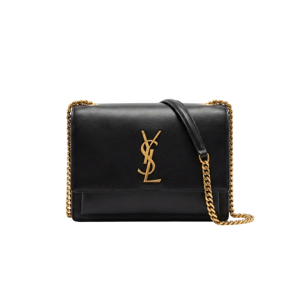 Luxe Saint Laurent Kate Medium schoudertas in zwart leer met zilverkleurige ketting