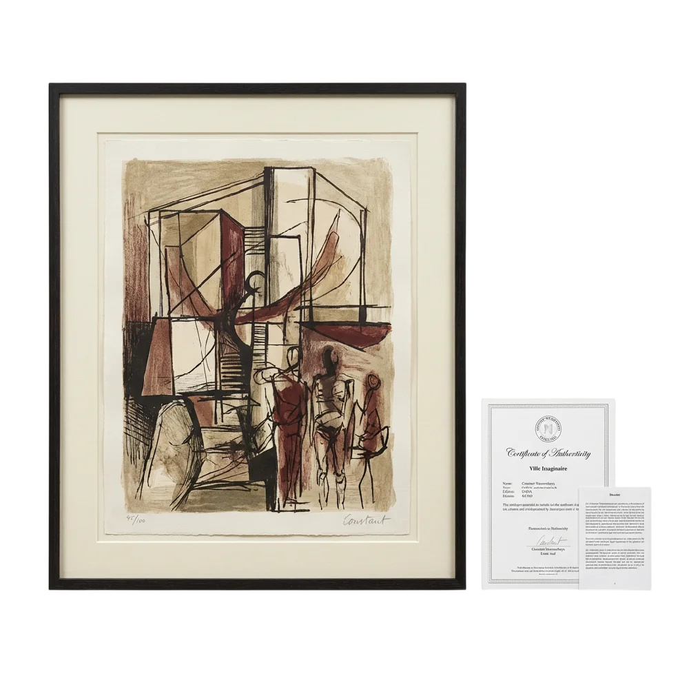 Gesigneerde Constant Nieuwenhuys Grafiek kunstwerk in lijst