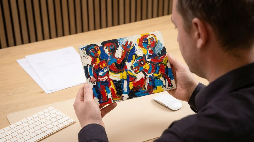 Taxatie van Karel Appel kunstwerk op locatie