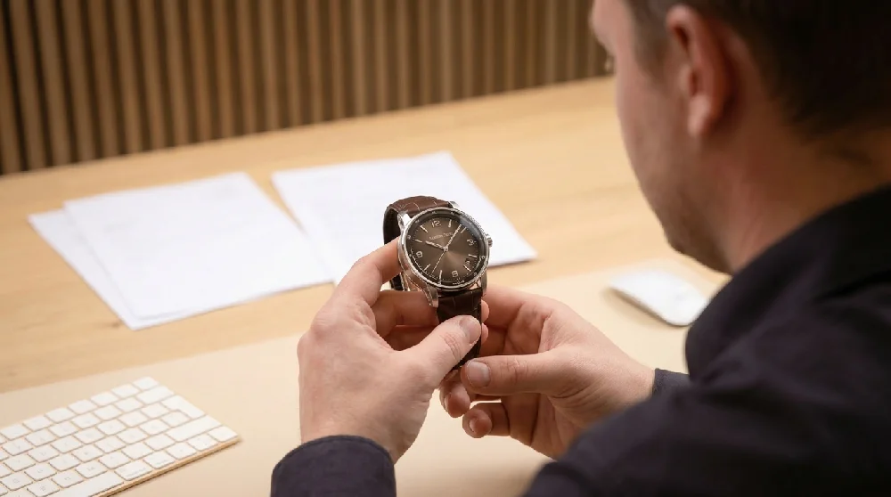 Taxatie van een luxe horloge door een expert