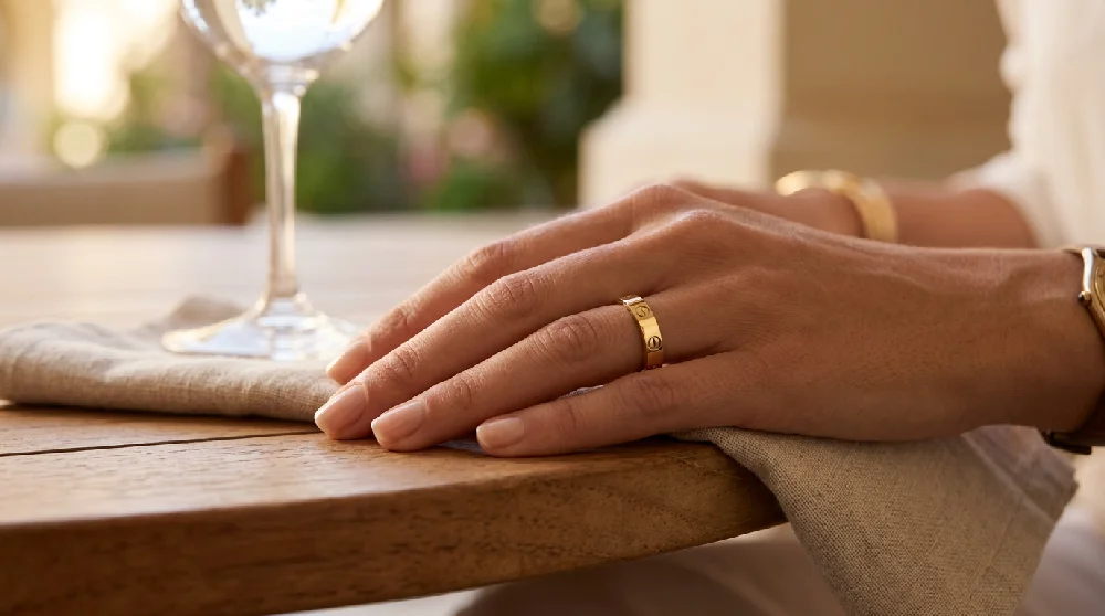 Gouden Cartier Love ring in een luxe sieradendoos