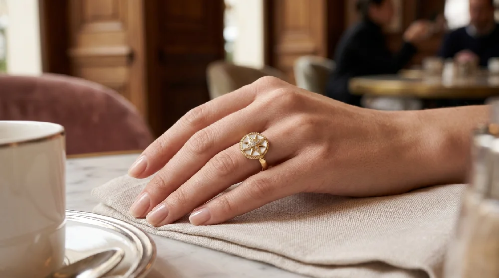 Dior Rose des Vents sieraad veilig opgeborgen voor verpanding