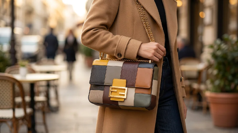 Een Fendi Baguette veilig opgeborgen in een beschermende stofzak