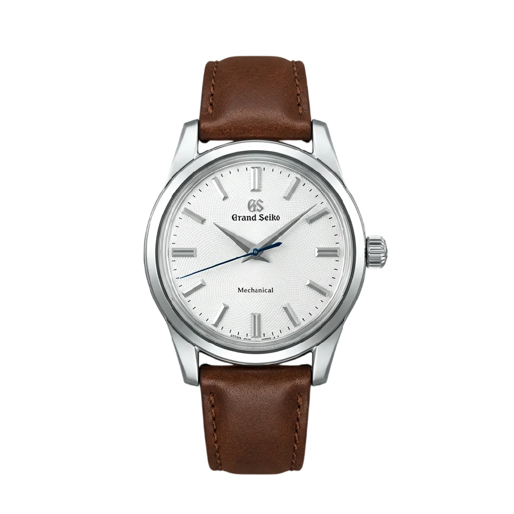 Luxe Grand Seiko Elegance horloge met leren band op een neutrale achtergrond