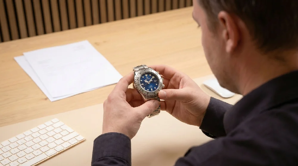 Horloge expert beoordeelt de staat van het horloge