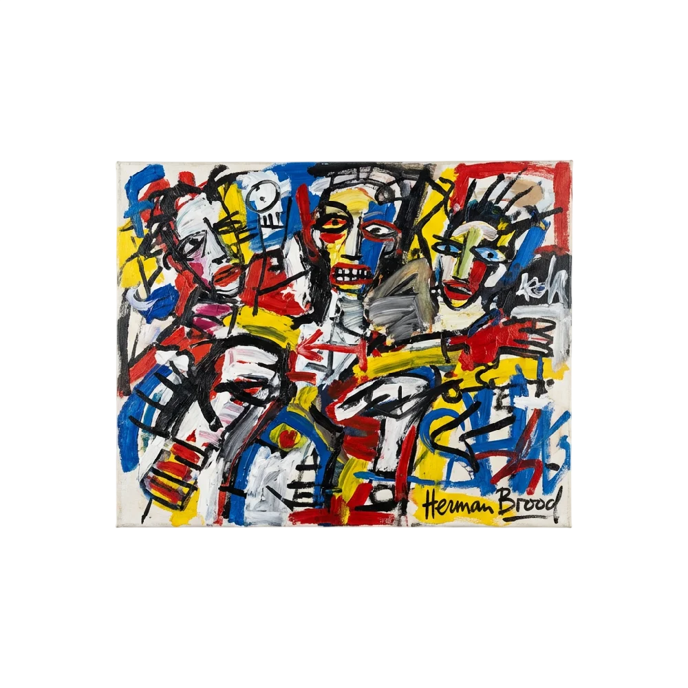 Kleurrijk Herman Brood olieverf en acryl schilderij op doek