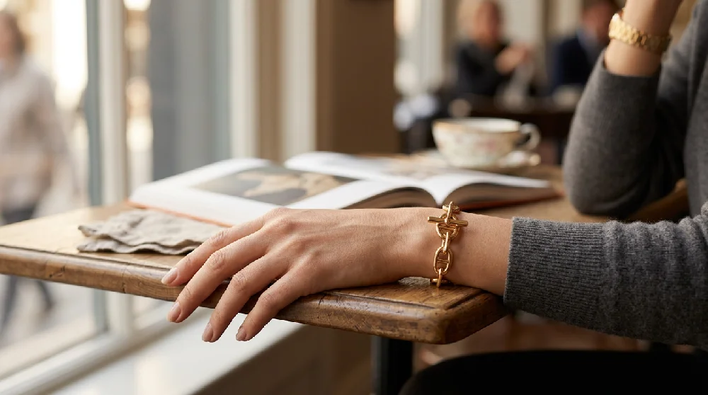 Hermès Chaine d Ancre sieraad veilig opgeborgen in een luxe doos