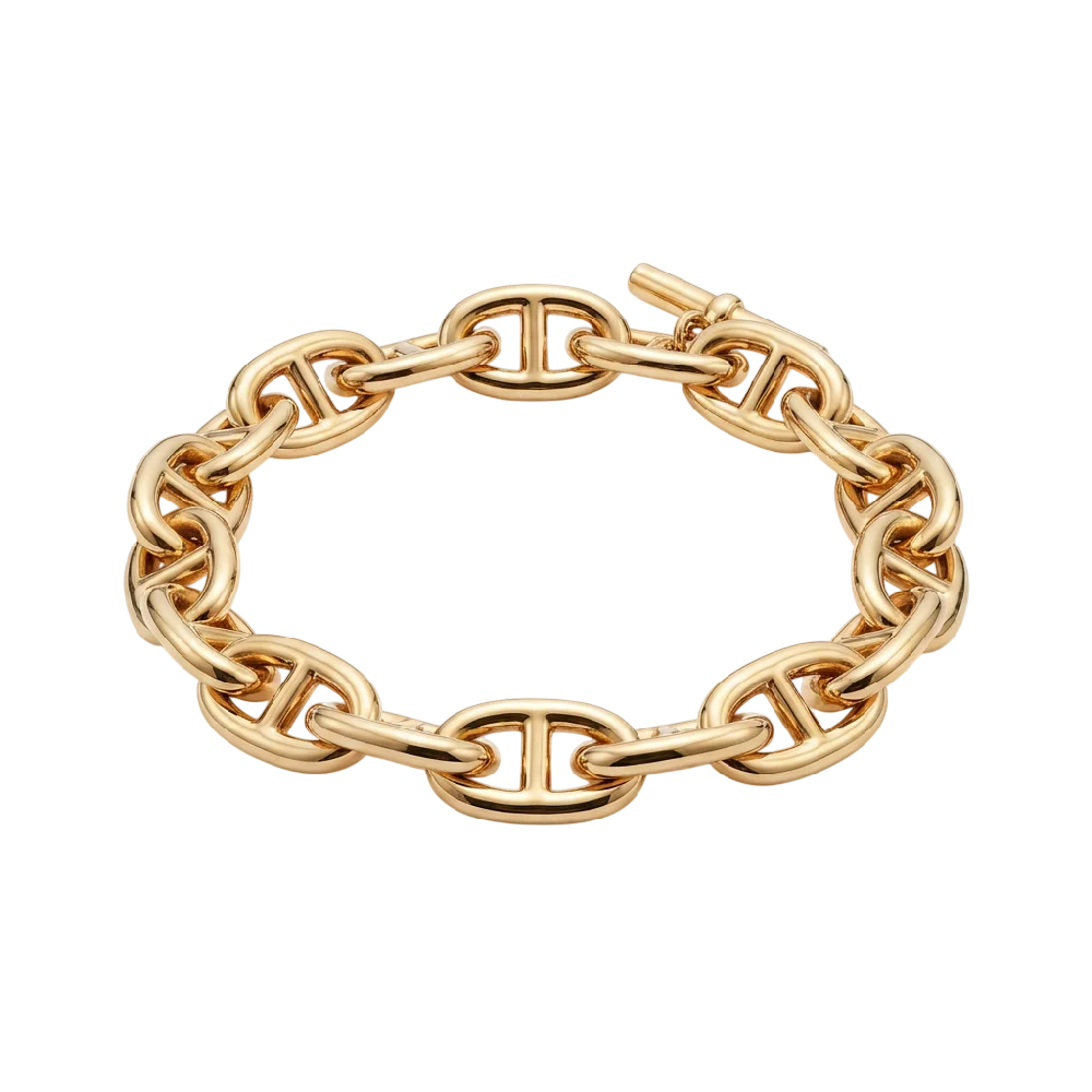 Hermès Chaine d Ancre armband van zilver op een neutrale achtergrond