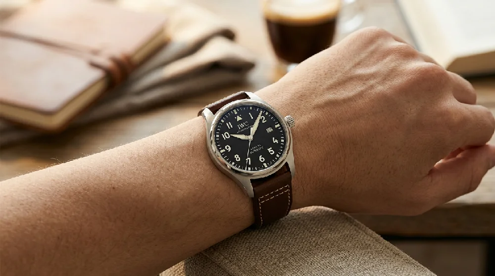 IWC Pilots Watch veilig opgeborgen in een luxe horlogedoos