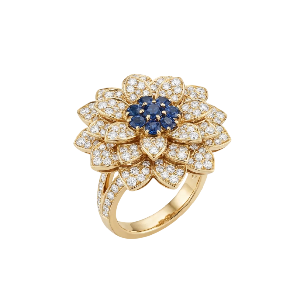Van Cleef en Arpels High Jewelry Flora sieraad op achtergrond