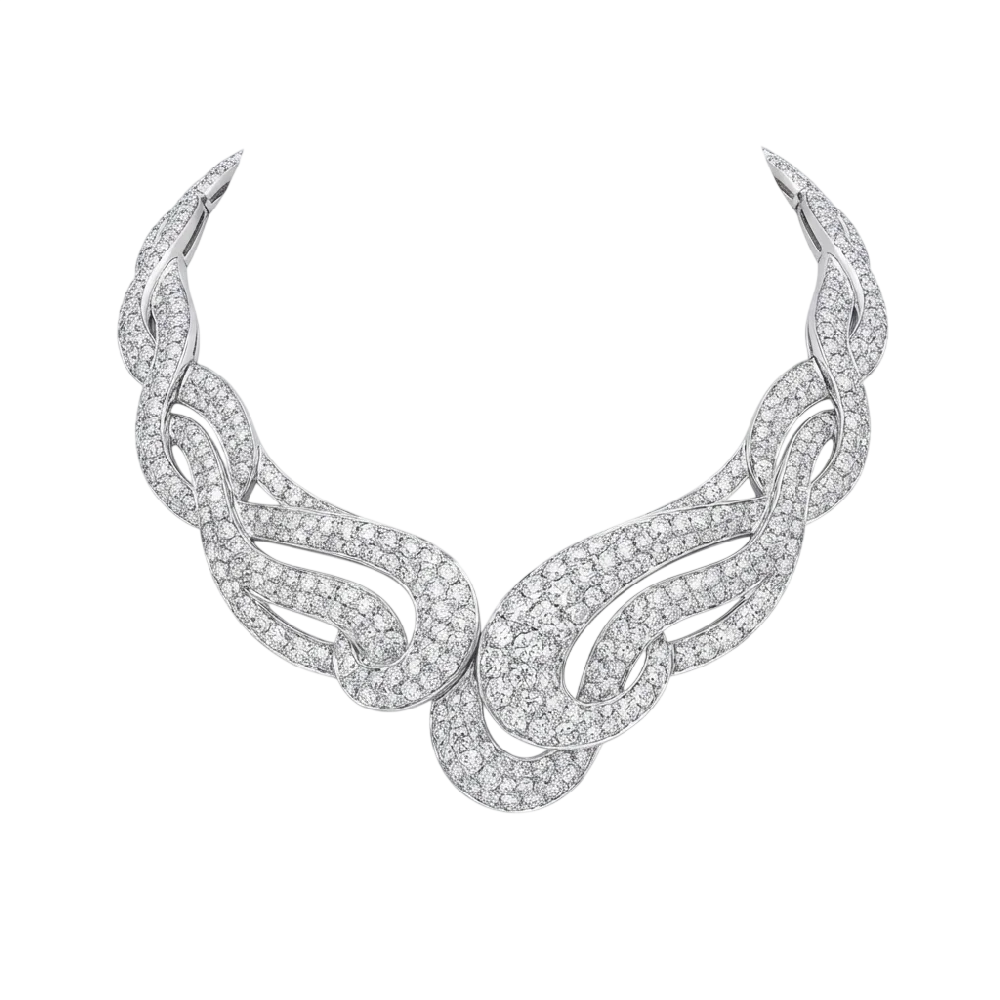 Close-up van een elegant Graff Threads sieraad met diamanten