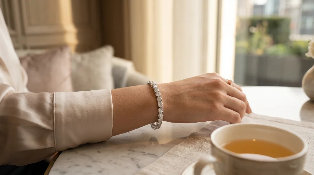 Kluisdeur van een bank met een glimmende Harry Winston Avenue erin.
