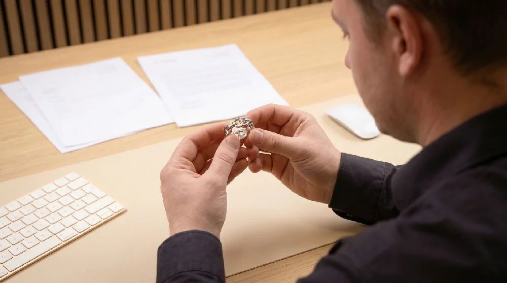 Expert taxeert Hermès Chaine d'Ancre sieraad tijdens afspraak