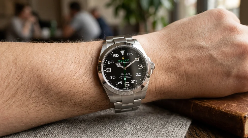 Rolex Air King horloge veilig opgeborgen in een horlogedoos