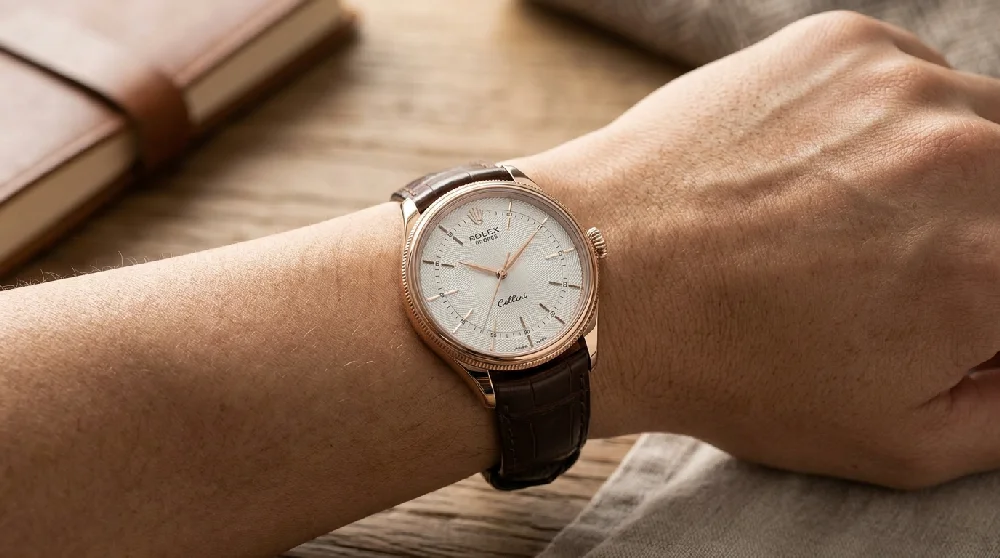 Een Rolex Cellini horloge veilig opgeborgen voor verpanding