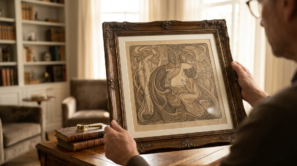 Beveiligde opslagruimte voor kunst, met ingepakte schilderijen en grafieken