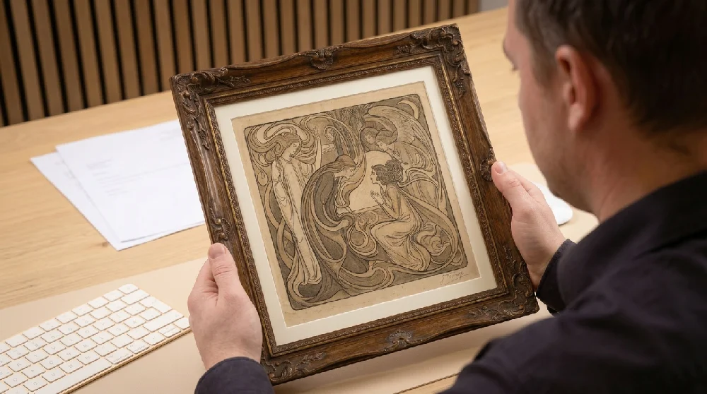 Twee mensen bespreken Jan Toorop Grafiek tijdens afspraak