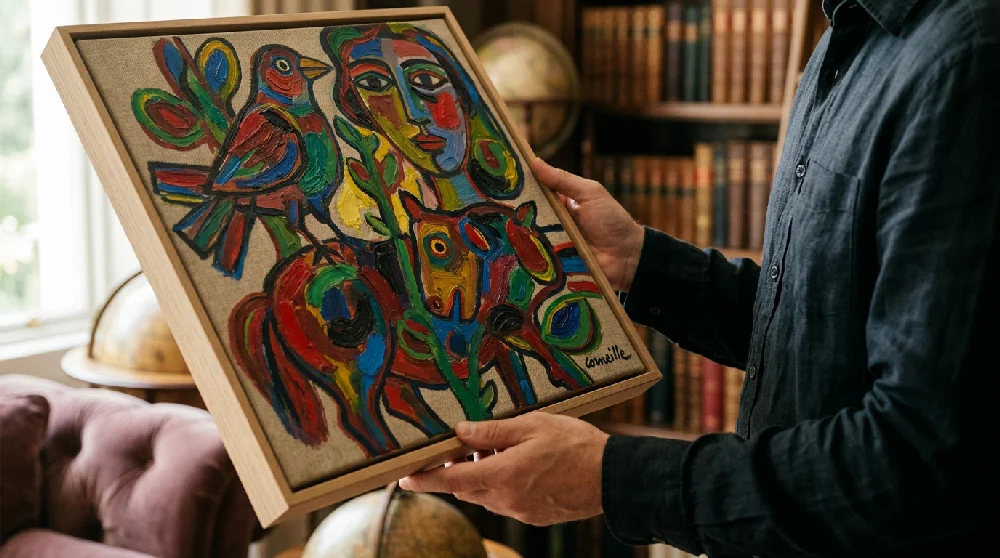 Corneille olieverf schilderij veilig opgeslagen als onderpand