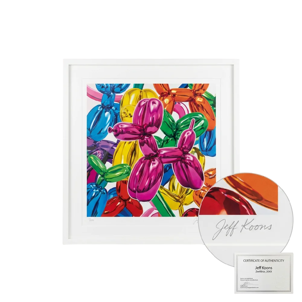 Jeff Koons print kunstwerk op een lichte achtergrond