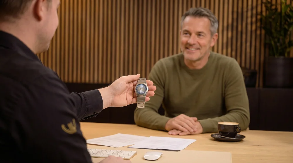Aanvraagformulier invullen op een telefoon voor horloge verkoop
