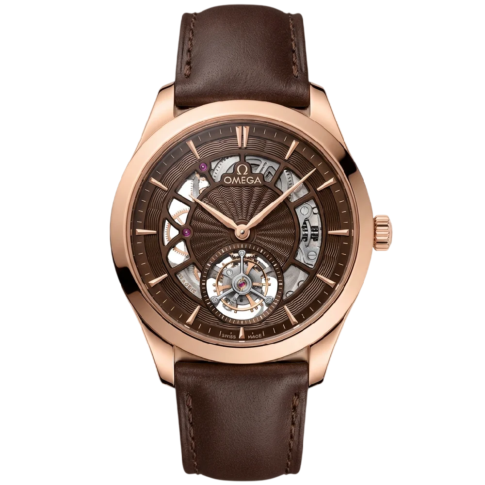 Omega De Ville horloge in goud met lederen band
