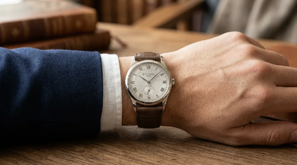 Een Patek Philippe Calatrava horloge veilig opgeborgen in een kluis