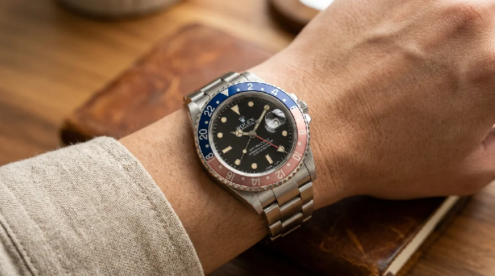 Rolex GMT Master II horloge veilig opgeborgen in een kluis