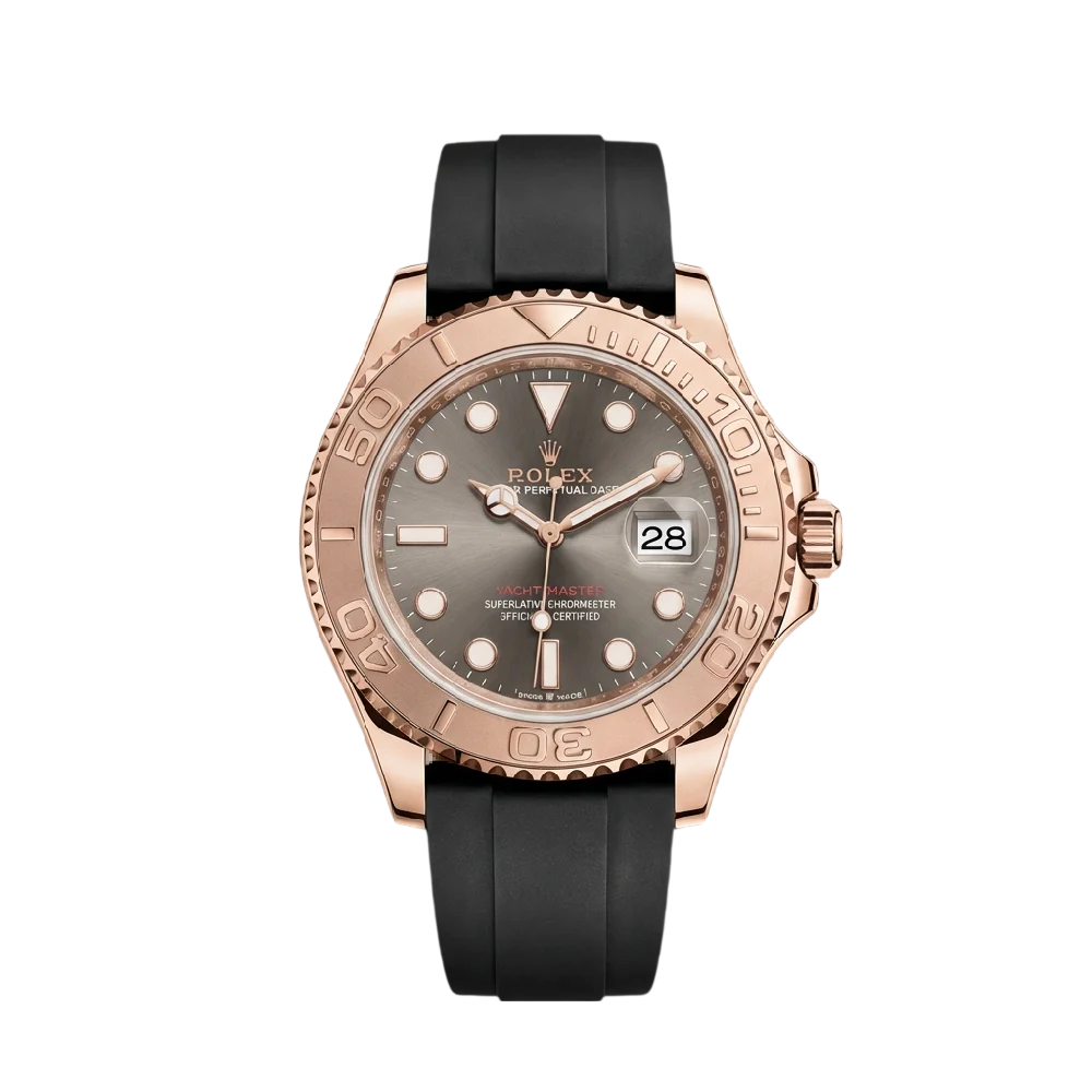 Rolex Yacht-Master horloge in goud en staal op een witte achtergrond