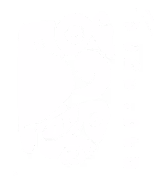 A black and white logo with a bird on it.