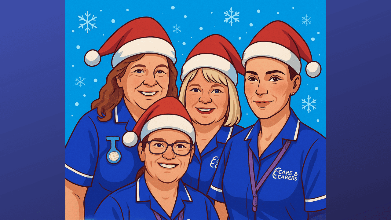 Care and Carers team wearing a christmas hat at Haddenham santa dash - image