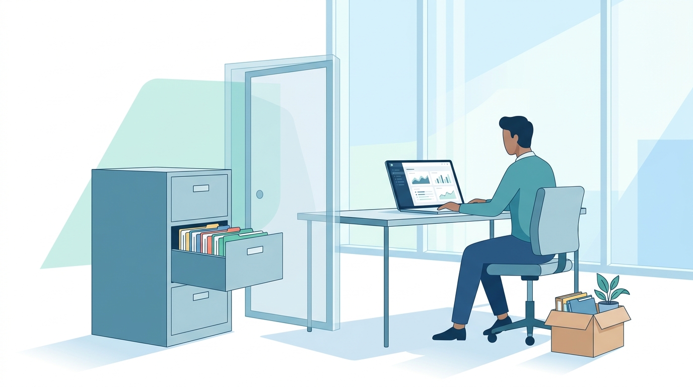 Property manager reviewing an AI leasing software contract at a desk, highlighting cancellation and data ownership clauses