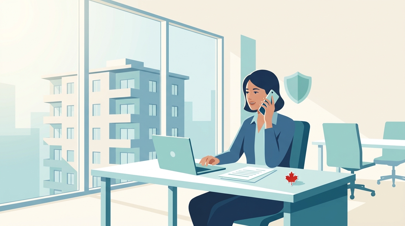 Map of Canada's four call-recording consent layers for property managers: Criminal Code, PIPEDA, BC/Alberta PIPA, Quebec Law 25