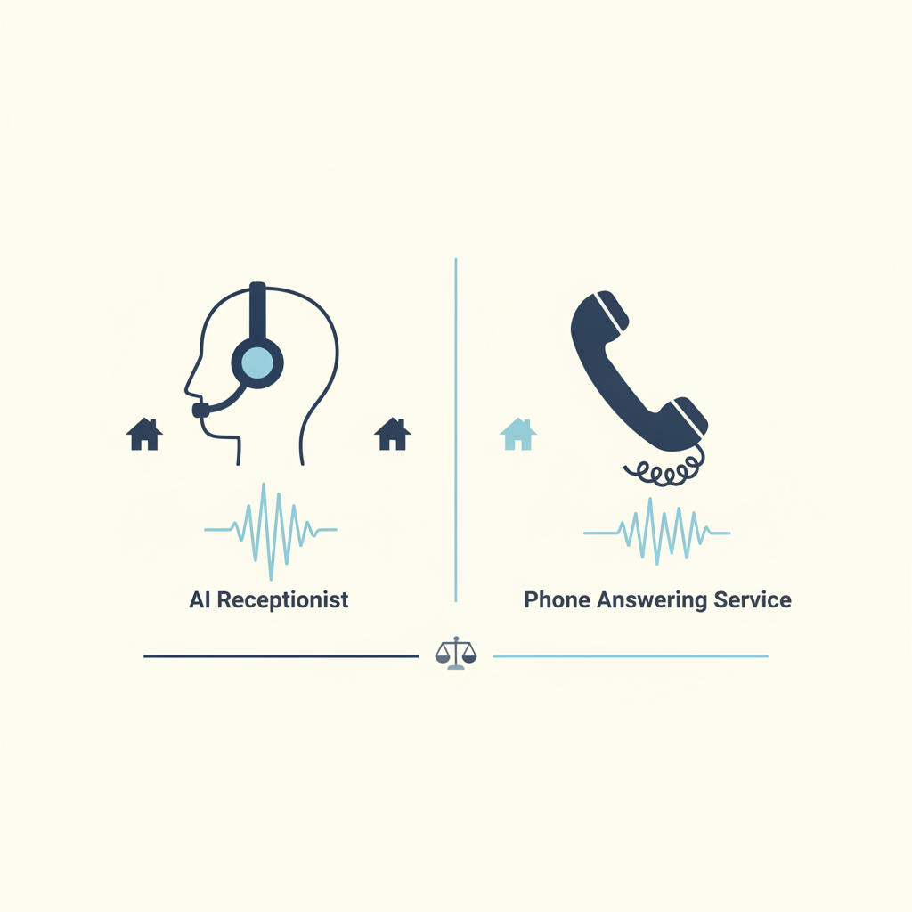 AI receptionist vs answering service for property management inbound leasing calls