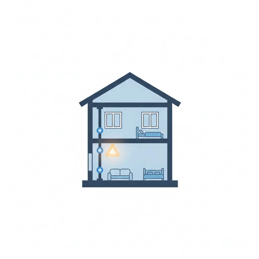 Sensors detecting a water leak inside a rental property before it causes damage