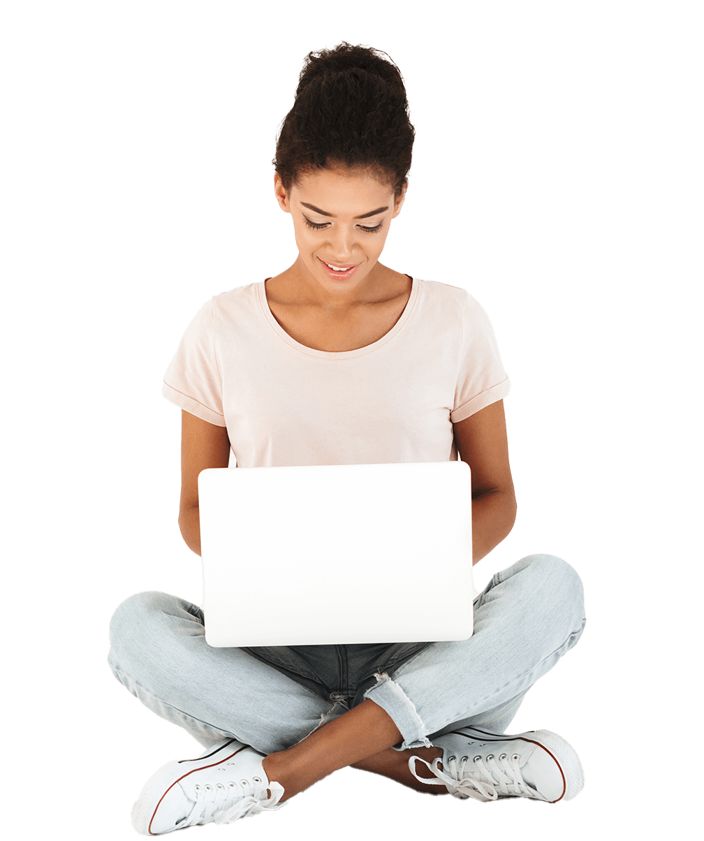 Woman working on a laptop