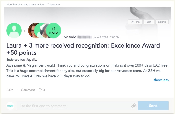 Team Recognition in Cooleaf