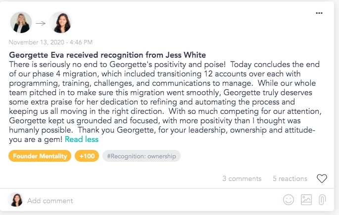 Celebrate employees for demonstrating positivity and kindness