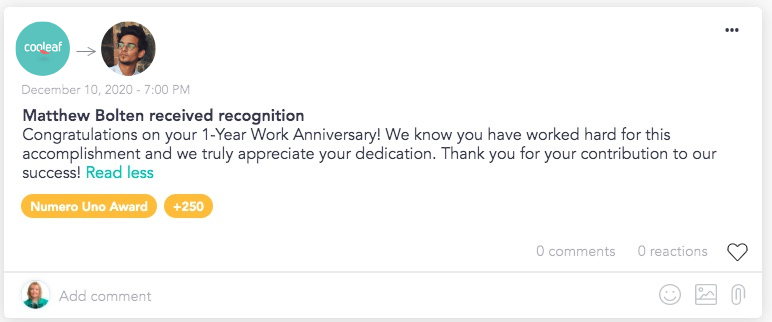 Celebrate employee work anniversaries and milestones with automated rewards